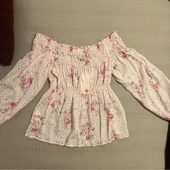 LoveShackFancy Bubbly Pink Floral Smocked Blouse Tiffie Polka Dot Floral - Picture 4 of 6